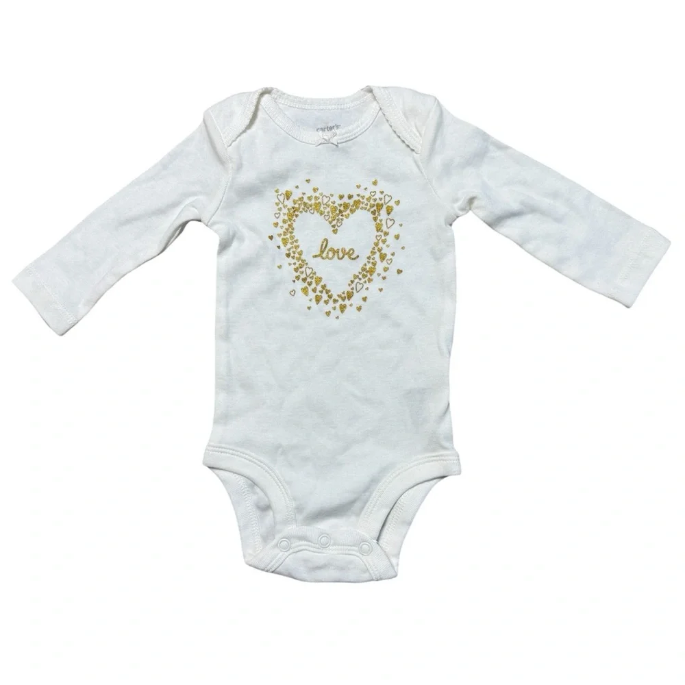 Carter's | White Onesie with Heart Design | 3M